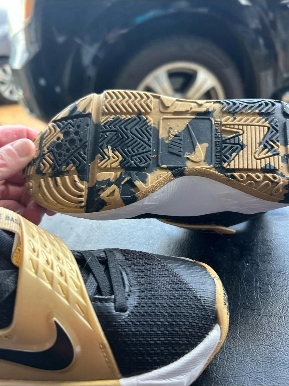 Nike Kids Black and Gold Sneakers